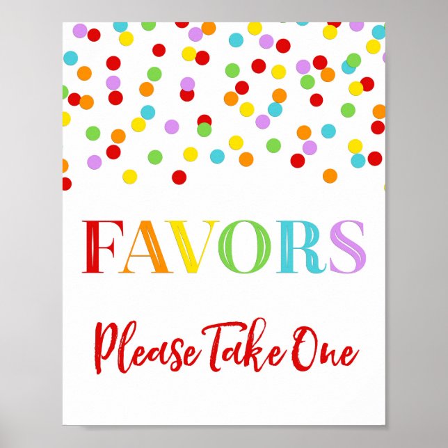 Affiche Signe Faveur Rainbow Confetti Baby shower (Devant)