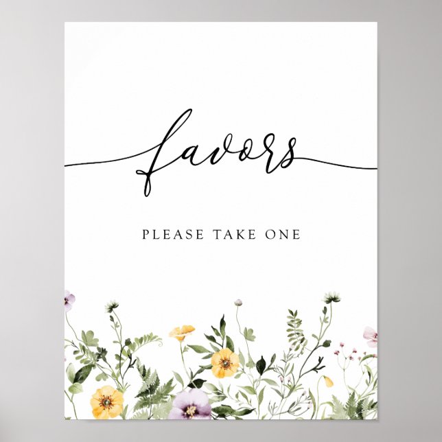 Affiche Signe Fleur sauvage jaune délicat (Devant)