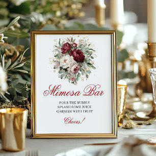 Affiche Signe floral de bar Mimosa Burgundy Blush Marsala