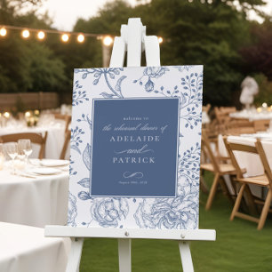 Affiche Signe Floral Périwinkle Élégant Dîner De Répétitio