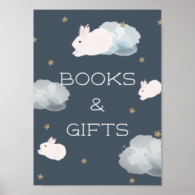Affiche Signe Flying Bunny Baby showers Livres & Cadeaux (Devant)