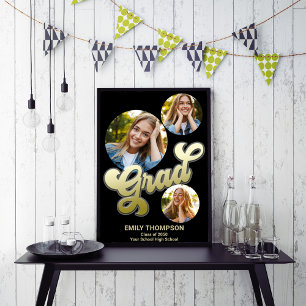 Affiche Signe Gold Graduation Party Photo personnalisée