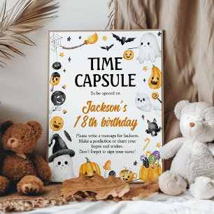 Affiche Signe Halloween Fantôme Anniversaire Fête Heure Ca