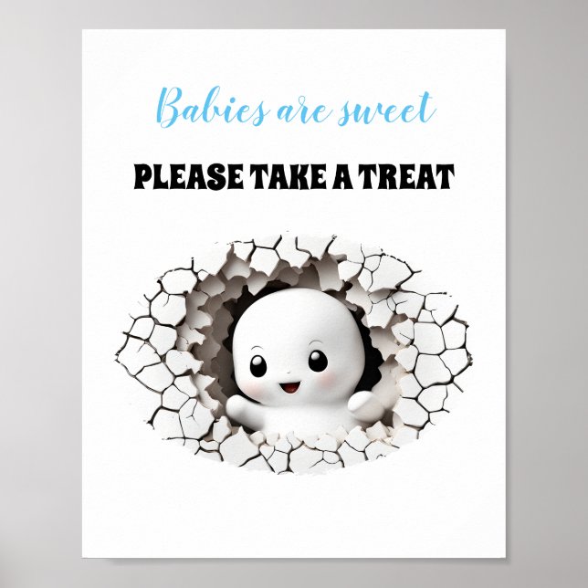 Affiche Signe Halloween Garçon Baby shower Pékin Ghost Fav (Devant)