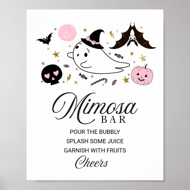 Affiche SIGNE Halloween Girl Baby shower Mimosa Bar (Devant)