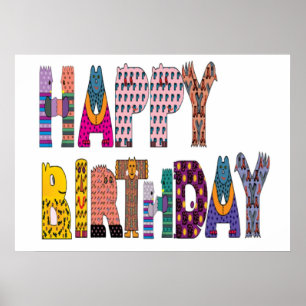 AFFICHE SIGNE "HEUREUX ANNIVERSAIRE"