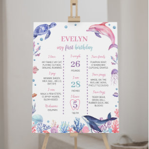 Affiche SIGNE JALON D'ANNIVERSAIRE Dauphin De Mer