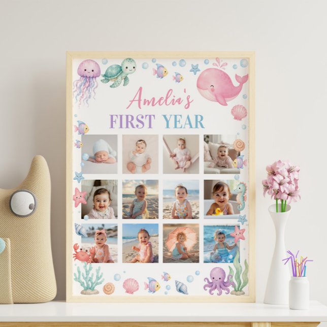 Affiche Signe jalon de naissance Rose Oneder sous la mer (Créateur téléchargé)
