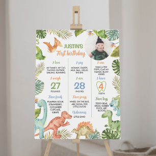 Affiche SIGNE JALON DE PREMIER ANNIVERSAIRE Dinosaure DE L