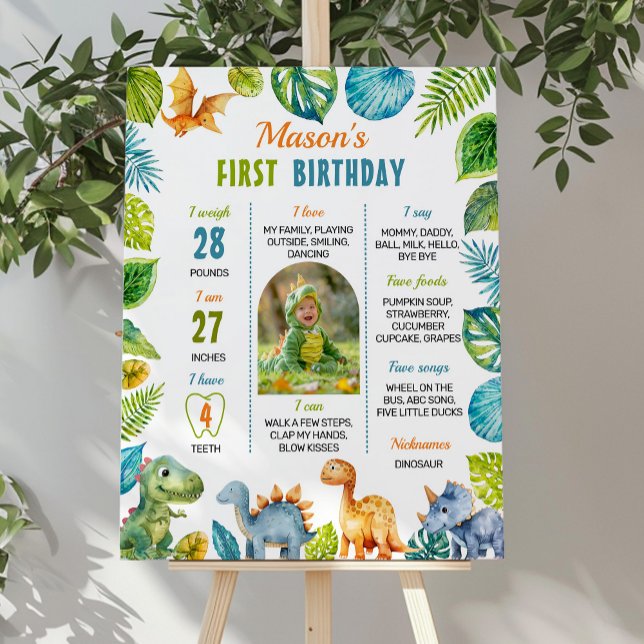 Affiche SIGNE JALON DE PREMIER ANNIVERSAIRE Dinosaure DE L (Créateur téléchargé)