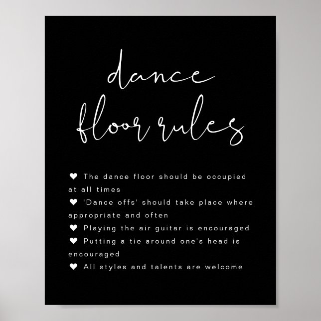 Affiche SIGNE JOVI Edgy Black Mariage Dance Floor Rules (Devant)