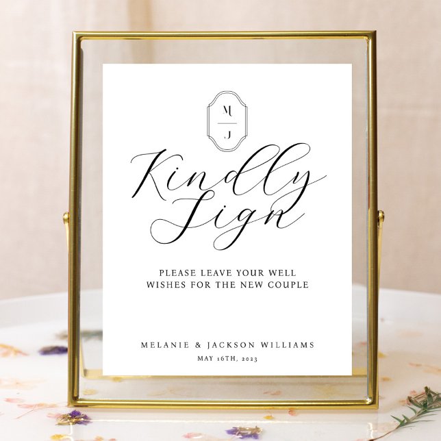 Affiche Signe Kindal Script minimum élégant Signe du livre (Créateur téléchargé)