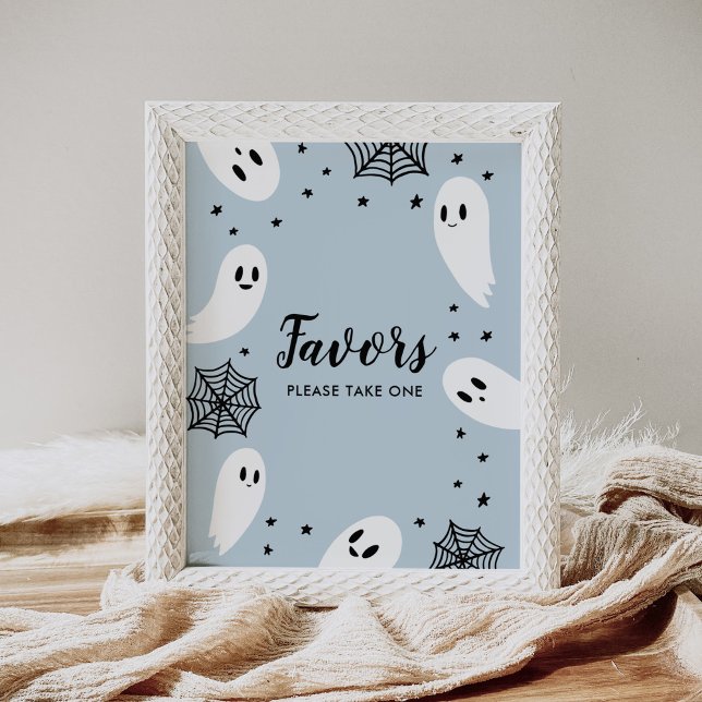 Affiche Signe Little Boo Blue Halloween Baby shower Faveur (Créateur téléchargé)