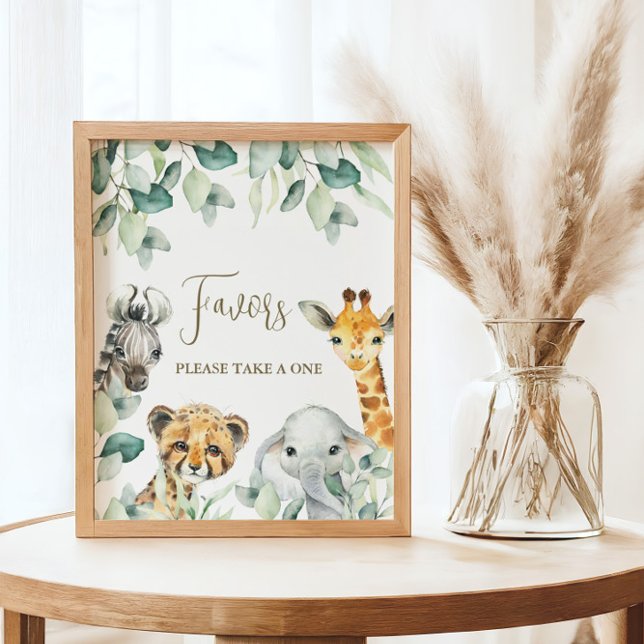 Affiche Signe Little Wild One Safari Baby shower Faveurs (Favors Sign)