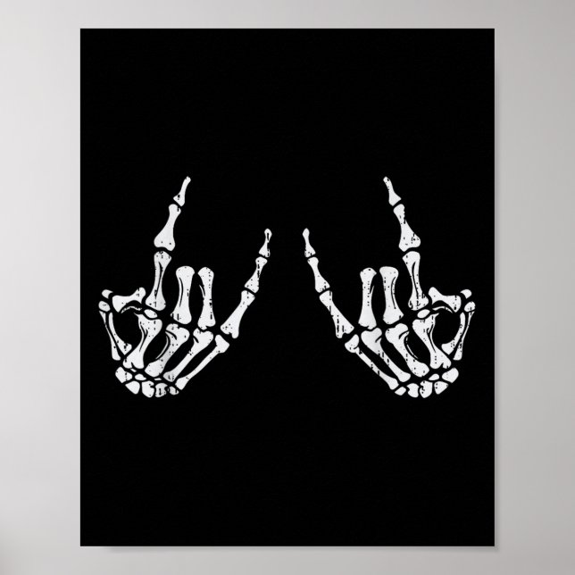Affiche Signe main Rocker Rock Skeleton Costume d'Hallowee (Devant)