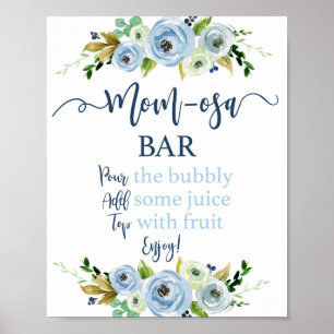 Affiche Signe maman-osa floral bleu