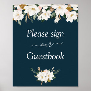 Affiche signe mariage à fleurs magnolia