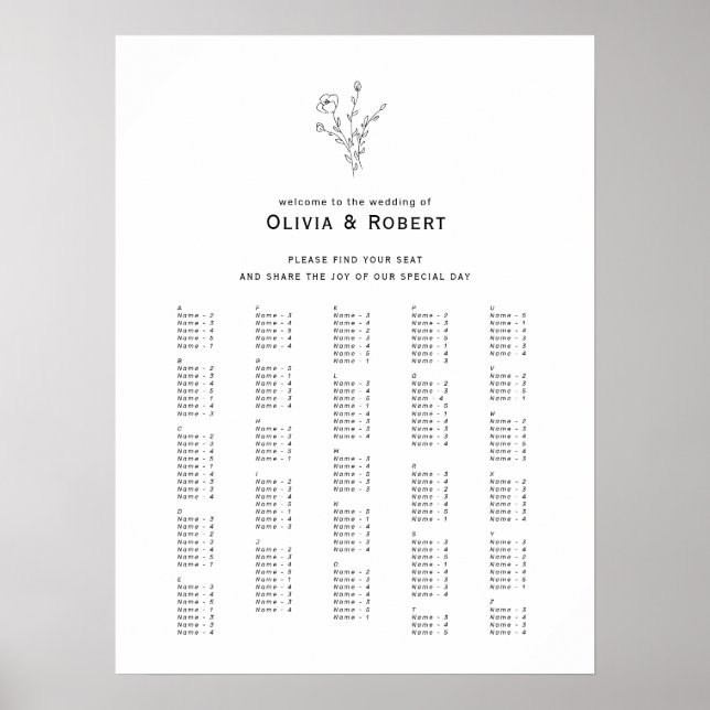 Affiche SIGNE Mariage Alphabétique Délicat Rustique (Devant)
