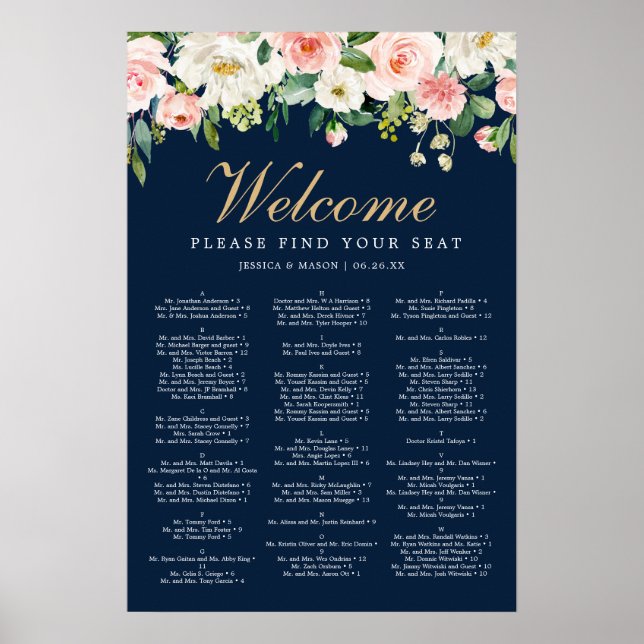 Affiche SIGNE Mariage Bleu Or Marine (Devant)