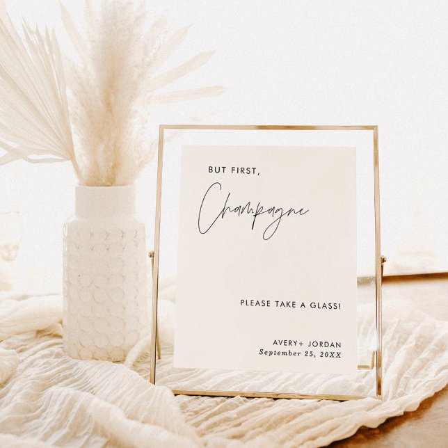 Affiche Signe mariage Champagne, Signe minimaliste moderne (Créateur téléchargé)
