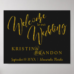 Affiche SIGNE Mariage D'ACCUEIL AVEC Faux Gold Foil