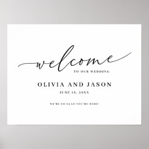 Affiche Signe Mariage de bienvenue élégant et élégant
