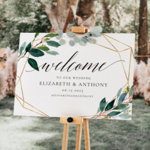 Affiche SIGNE Mariage de bienvenue géométrique feuille