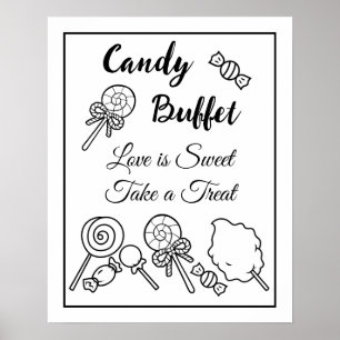Affiche SIGNE Mariage de buffet de bonbons noir et blanc