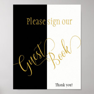 Affiche Signe mariage de l'écriture d'or à bande noire et