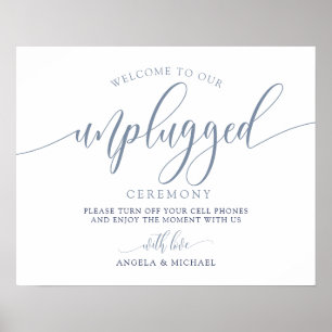 Affiche Signe Mariage débranché - Typographie (Dusty Blue)