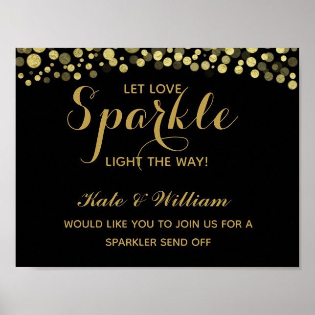 Affiche Signe mariage d'envoi Gold & Black sparkler (Devant)