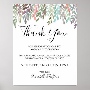 Affiche Signe mariage - Donation Aquarelle éco-signe vert