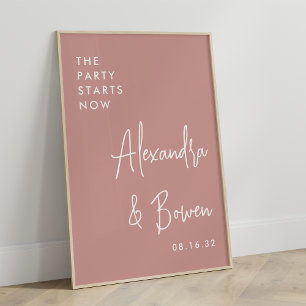 Affiche Signe Mariage du Parti Dusty Rose