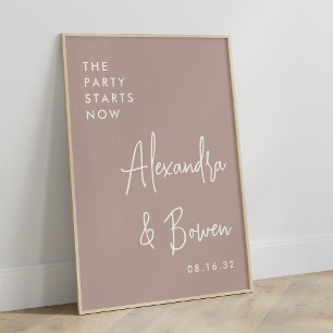 Affiche Signe Mariage du Parti Rose Taupe