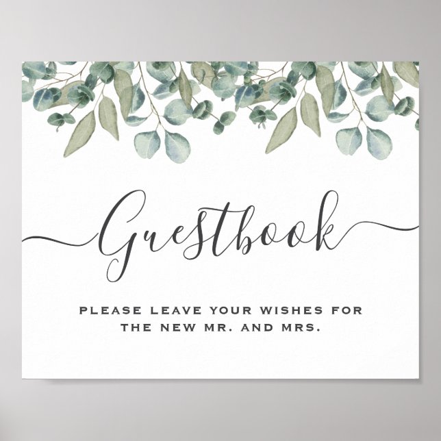 Affiche Signe Mariage Eucalyptus Green (Devant)