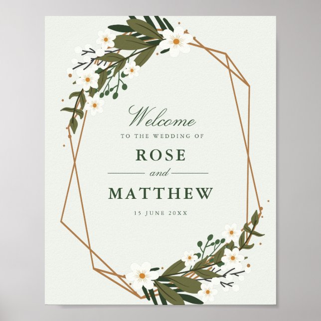 Affiche signe mariage floral géométrique (Devant)