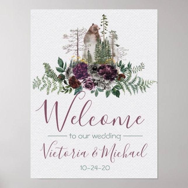 Affiche SIGNE Mariage forestier Watercolor (Devant)