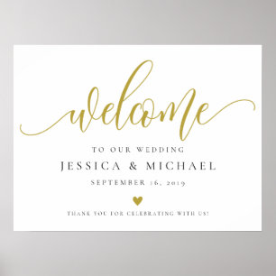 Affiche SIGNE Mariage Gold Welcome