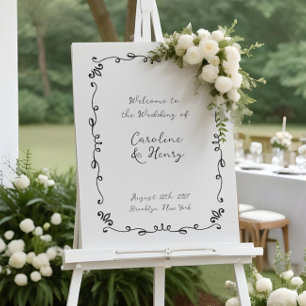 Affiche SIGNE Mariage illustrée manuscrit en blanc
