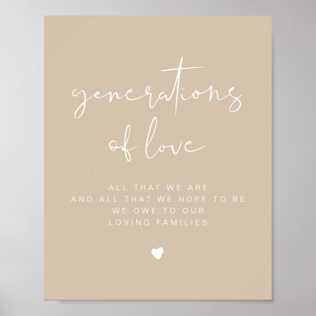 Affiche SIGNE Mariage INDIE Boho Beige Generations of Love (Devant)
