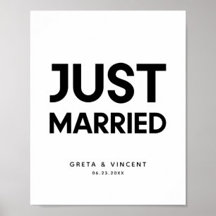 Affiche Signe mariage juste marié minimaliste