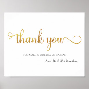 Affiche SIGNE Mariage "Merci" Or blanc