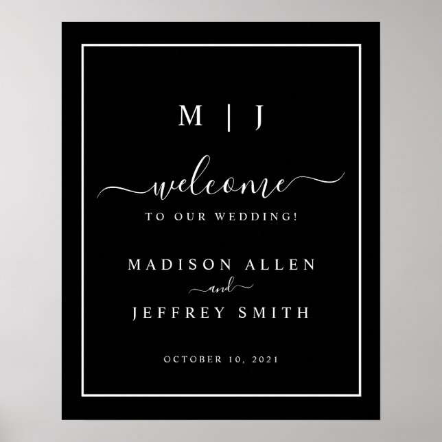 Affiche SIGNE Mariage minimaliste noir blanc (Devant)