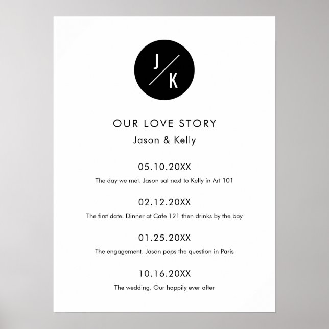 Affiche Signe Mariage Monogram Love Story (Devant)