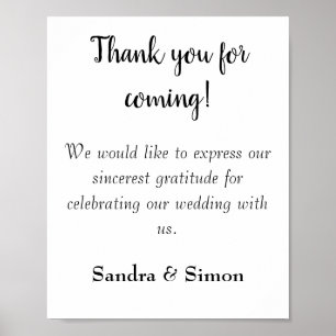 Affiche SIGNE Mariage noir et blanc Merci