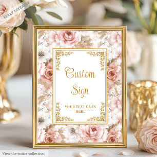 Affiche Signe Mariage or rose rose foncé chic
