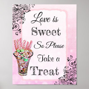 Affiche Signe mariage pour l'affiche de bonbons Buffet Ros