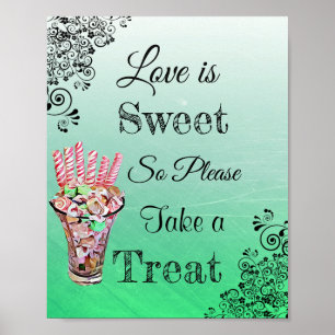 Affiche Signe mariage pour l'affiche de bonbons Buffet Ros