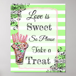 Affiche Signe mariage pour l'affiche de bonbons Buffet Ros