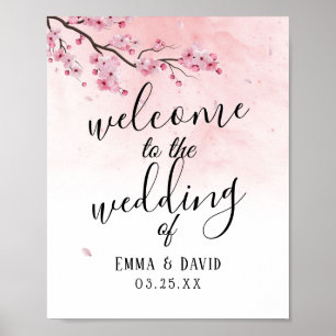 Affiche SIGNE Mariage rose Fleur de cerisier Aquarelle